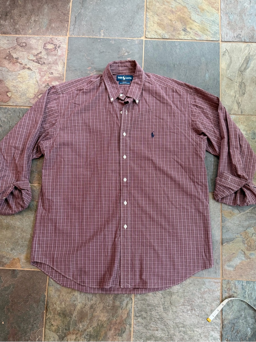 Ralph Lauren Men's Button-Down Shirt - Burgundy Plaid- L - Picture 2 of 5